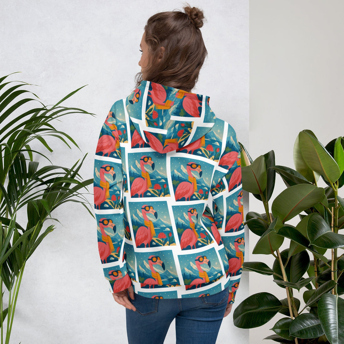 Retro Flamingo Animal Print Hoodie